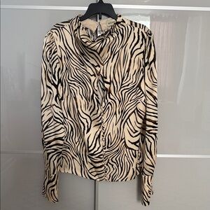 NICHOLAS Black and Cream Zebra Print Blouse